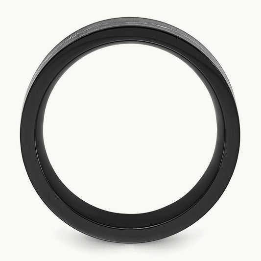 Polished Black IP-plated Black/Silver Foil Band, 8mm, Stainless Steel