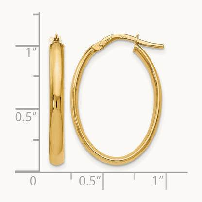 Polished Oval Hoop Earrings, 14K — Leslie's