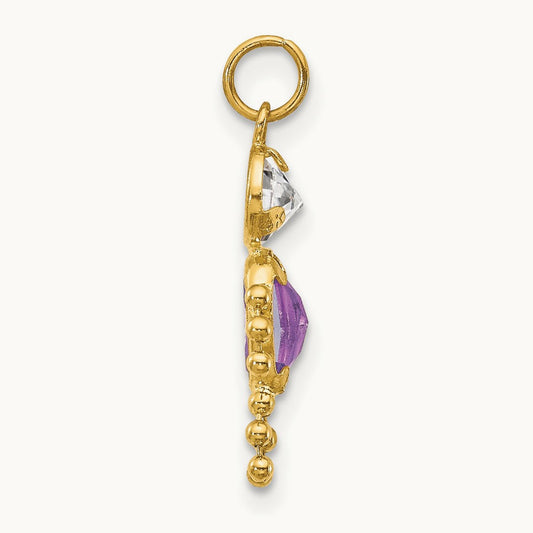 February Boy Birthstone Charm, 14K