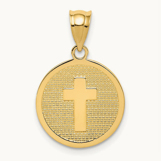 Reversible Cross and GOD BLESS Charm, 14K