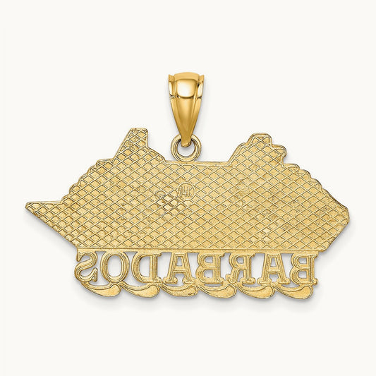 Polished BARBADOS Cruise Ship Charm, 14K