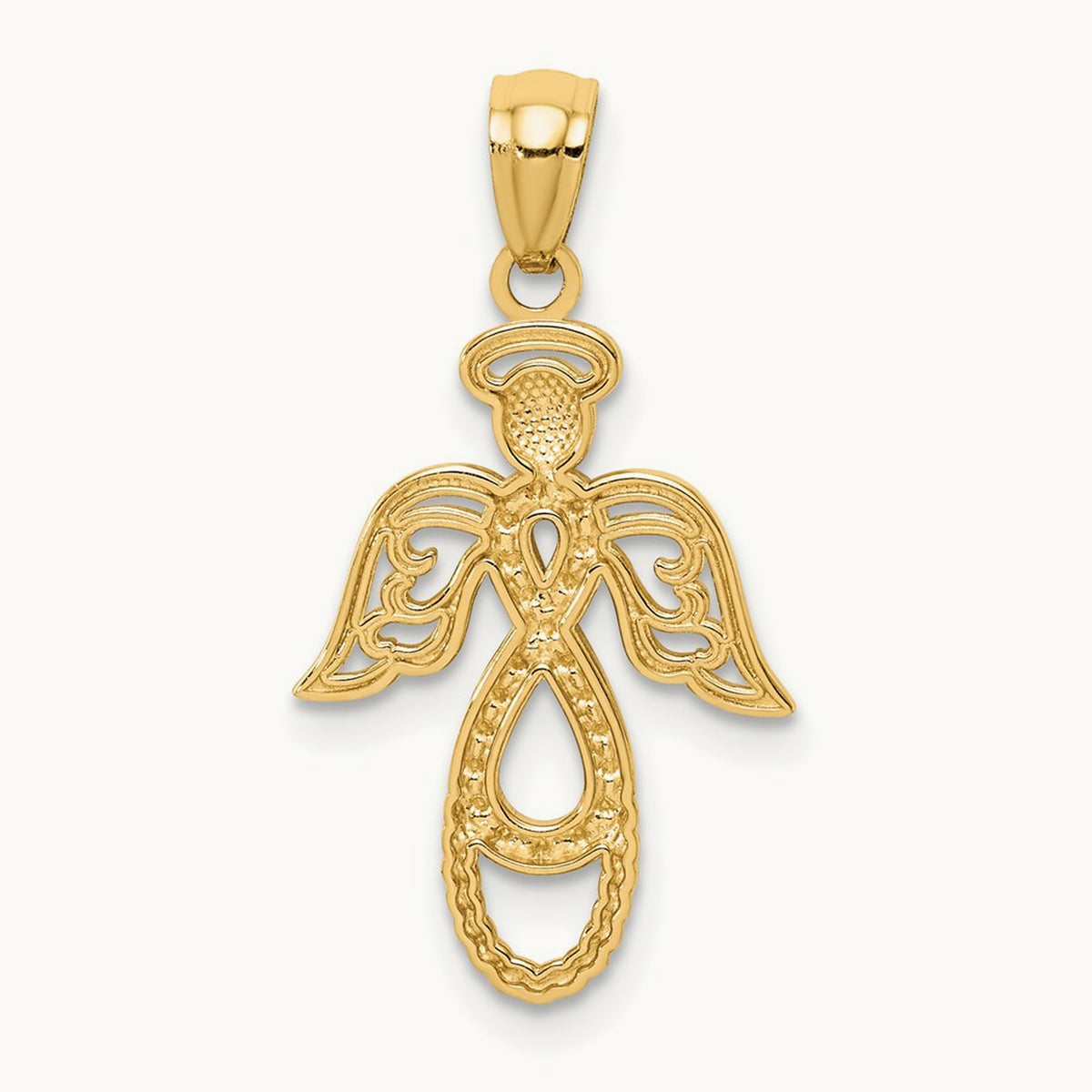 W/Rhodium Infinity Angel Pendant, 14K