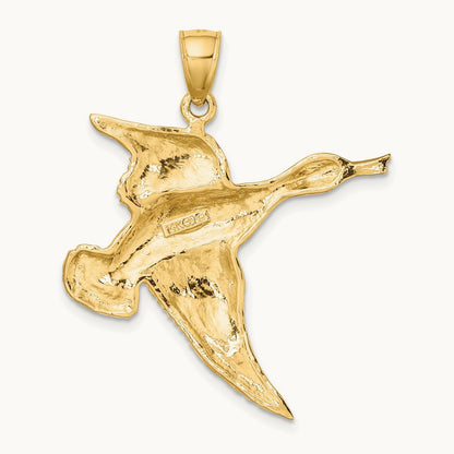 Textured Flying Duck Charm, 14K