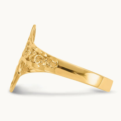 By-pass Lace Diamond-cut Ring, 14K