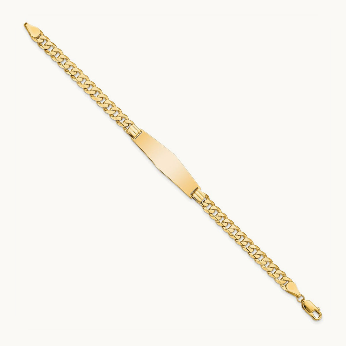 Curb Link Soft Diamond Shape ID Bracelet, 14K