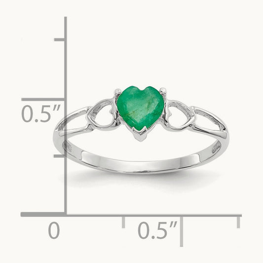 Emerald Birthstone Ring, 14K White Gold
