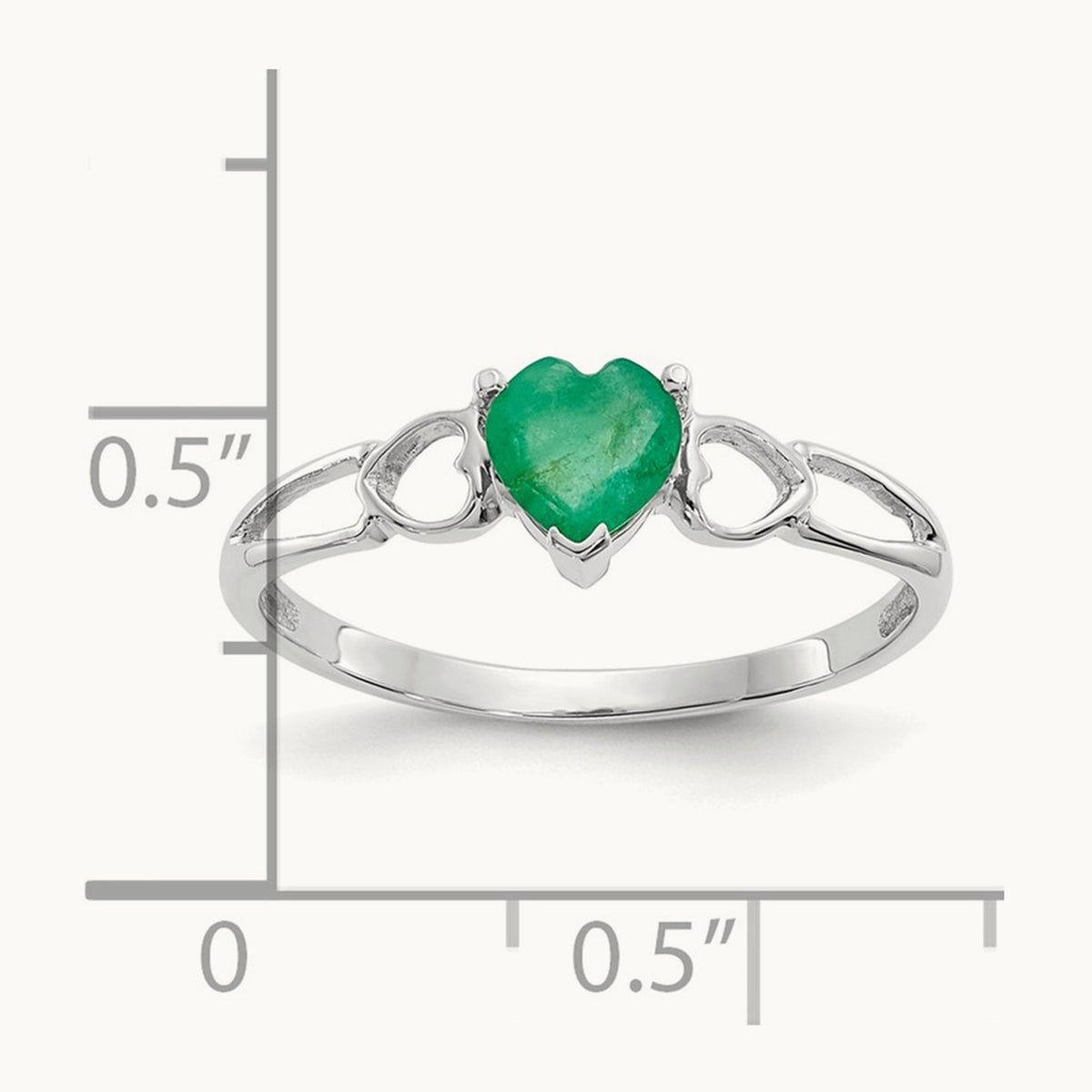 Emerald Birthstone Ring, 14K White Gold