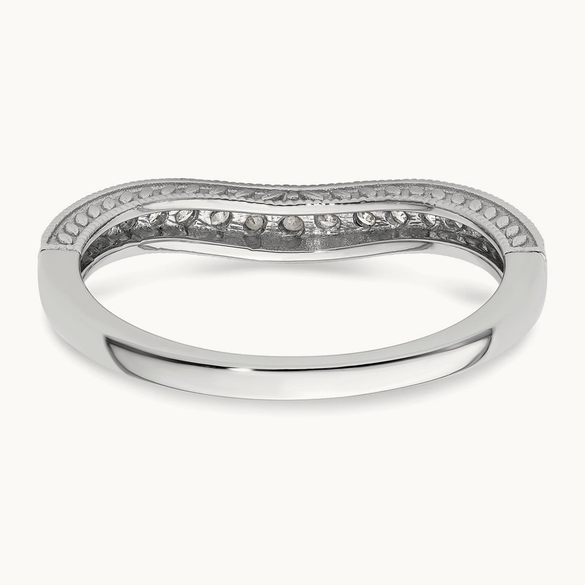 Contoured Diamond Wedding Band, 14K White Gold