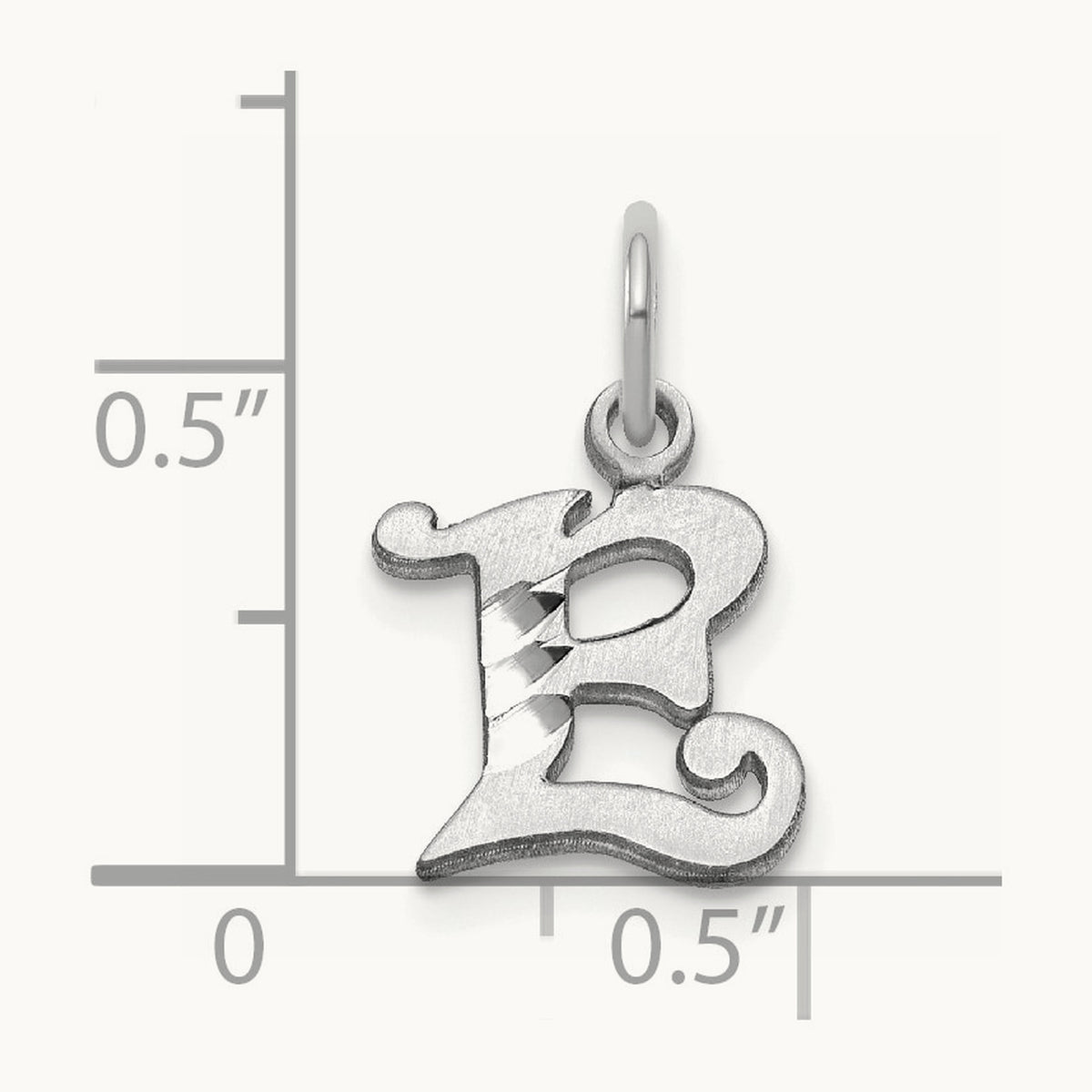 Diamond-cut Initial Charm — 14K White Gold, E