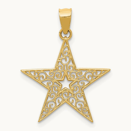 Filigree Star Pendant, 14K