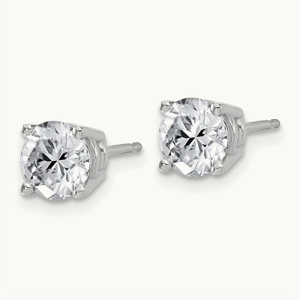 Round Angled Stud Earrings, 0.50-4.00 ct tw Lab-Grown Diamond — 2 ct, 14K White Gold