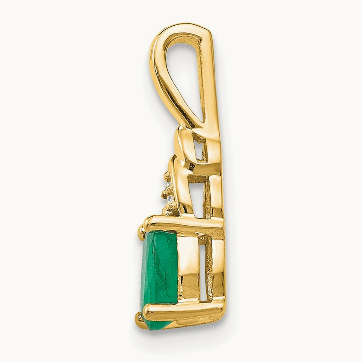 Emerald and Diamond Pendant — 14K Yellow Gold