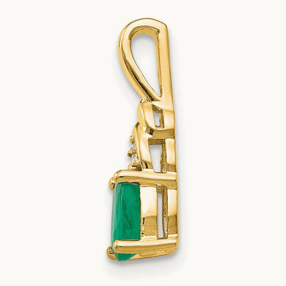 Emerald and Diamond Pendant — 14K Yellow Gold