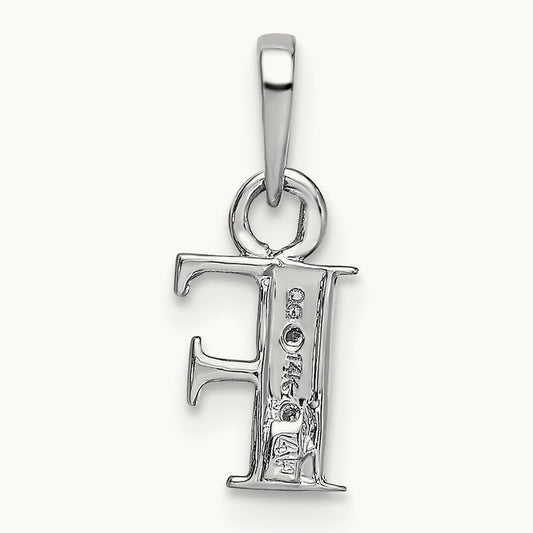 Rhodium-plated Diamond Letter F Initial Pendant, 14K White Gold