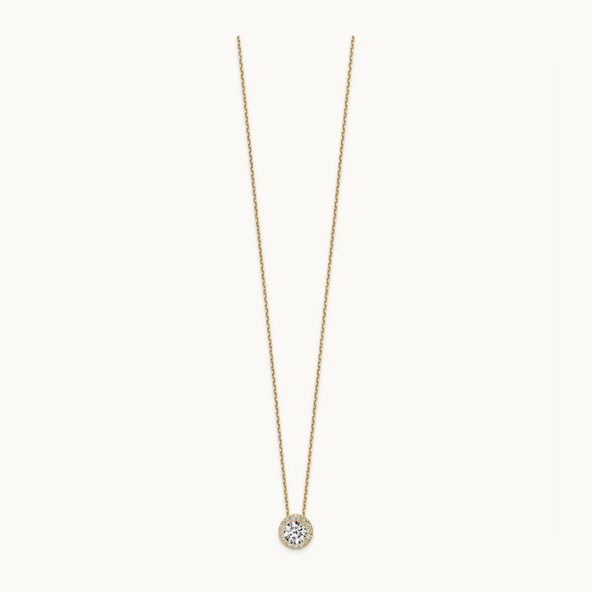Halo Pendant Necklace, 2.50 ct tw Lab-Grown Diamond — 14K Yellow Gold