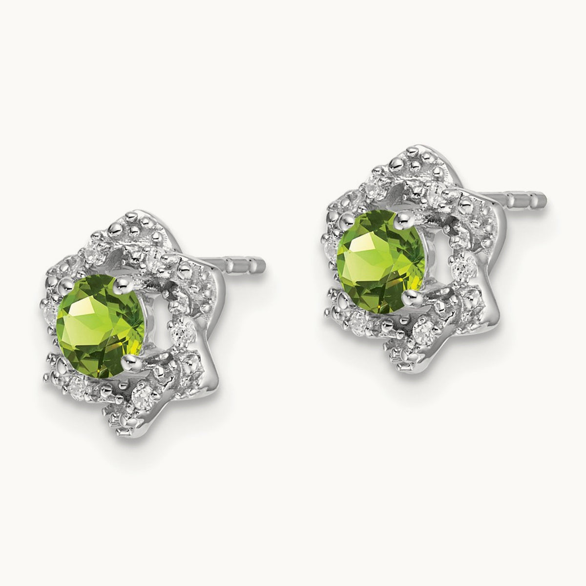 Peridot and Diamond Post Earrings — photo set