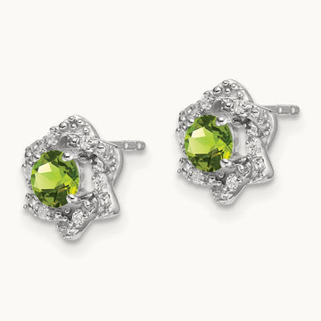 Peridot and Diamond Post Earrings — photo set