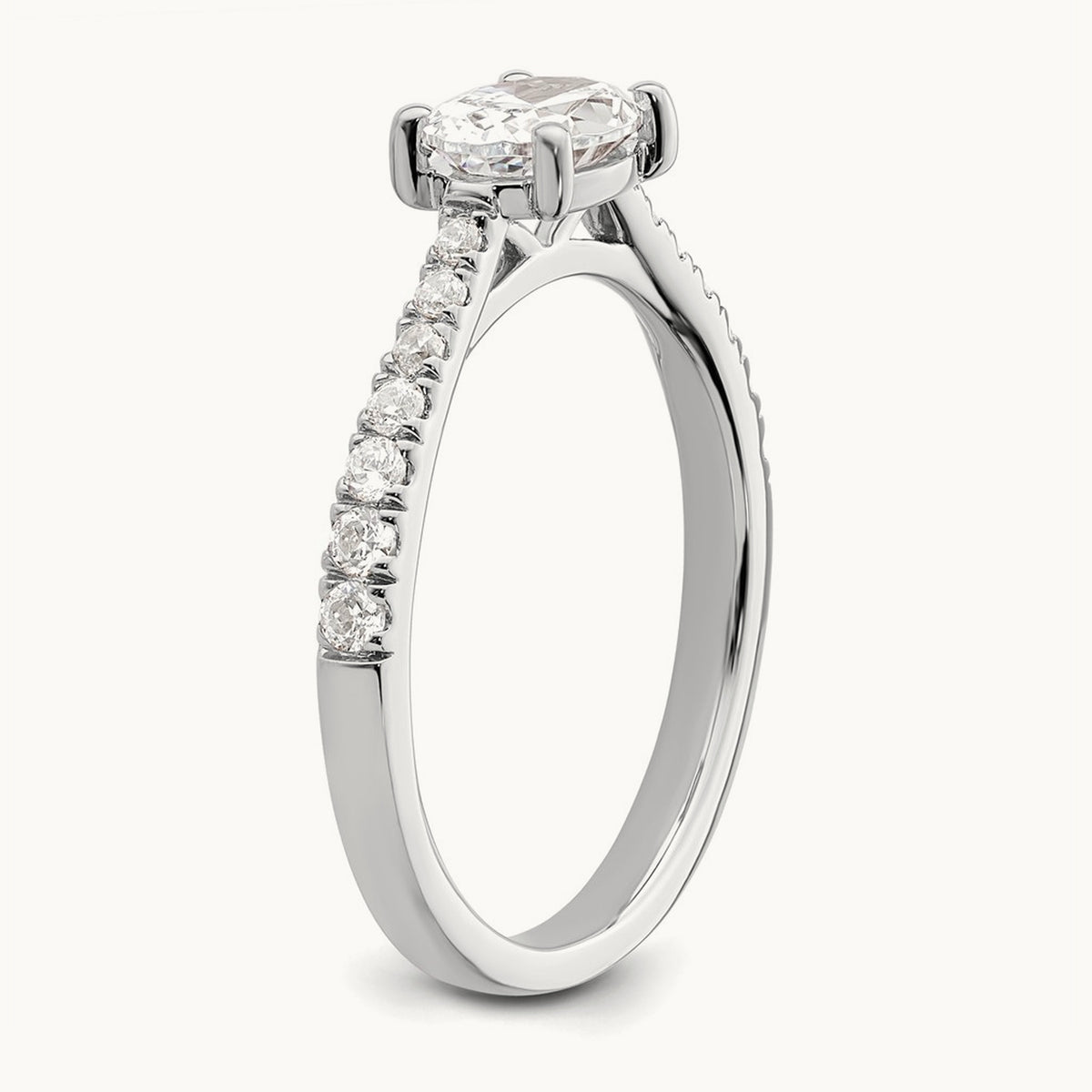 East West Oval Semi-Mount Engagement Ring — 3/4 ct, 7