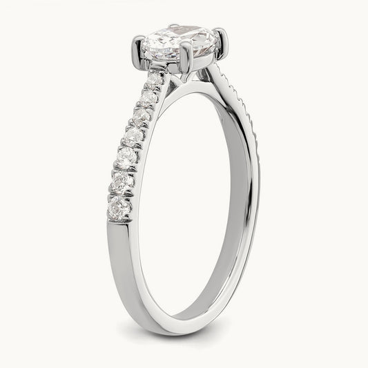 East West Oval Semi-Mount Engagement Ring — 3/4 ct, 7