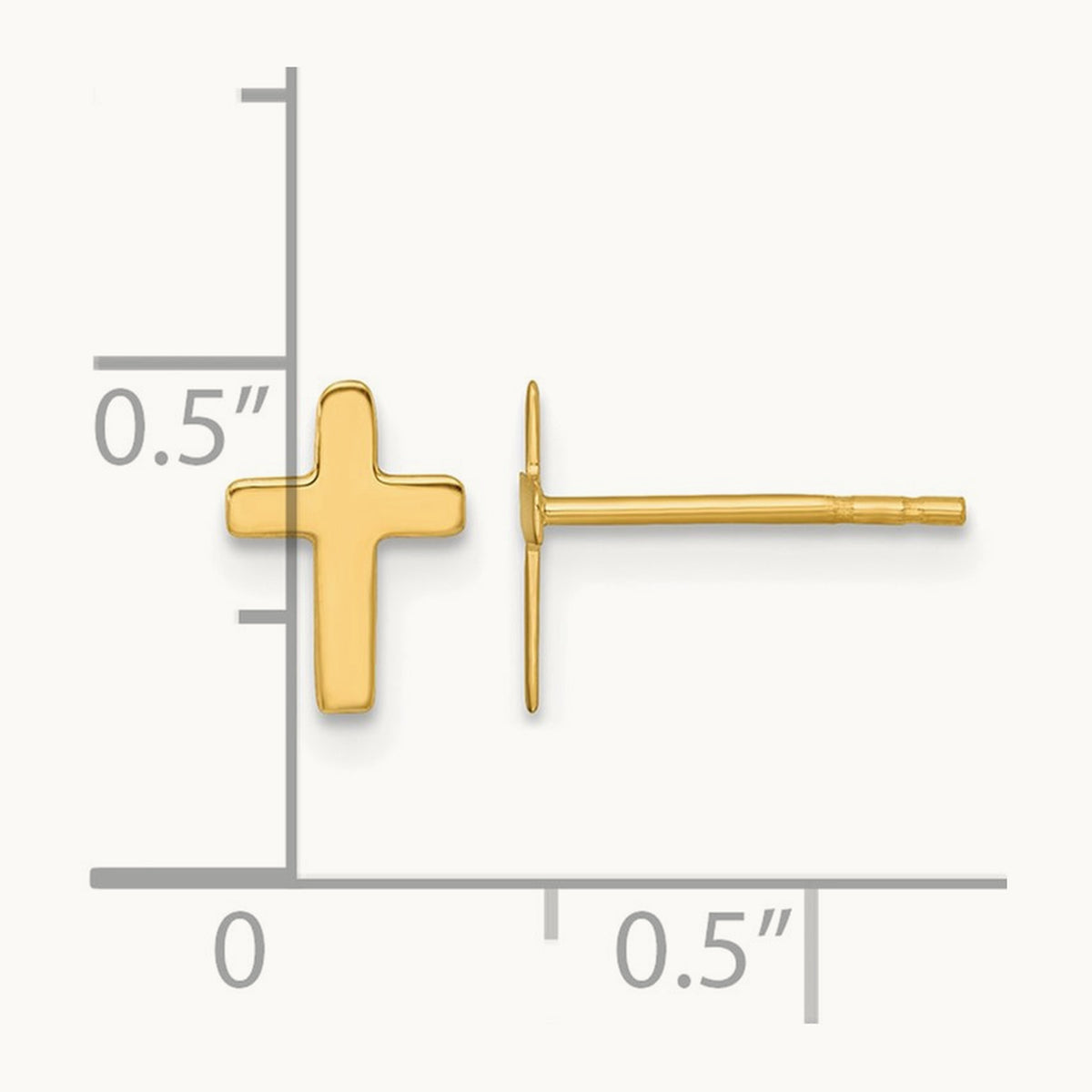Polished Cross Post Earrings — 14K Yellow Gold