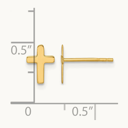 Polished Cross Post Earrings — 14K Yellow Gold
