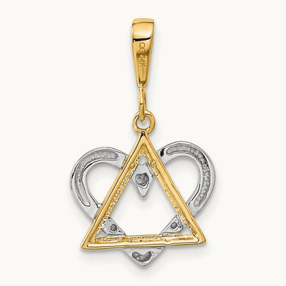 Star of David Heart Pendant, 14K Two-tone
