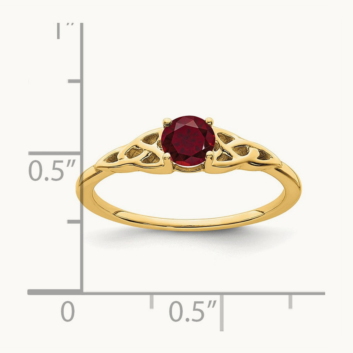 Created Ruby Celtic Knot Ring — 14K Yellow Gold, 7