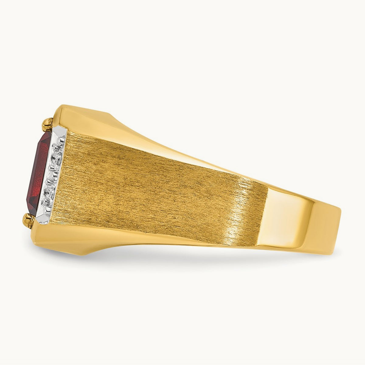 IBGoodman Men's Polished and Satin Cr. Ruby and Diamond Complete Ring, 14K