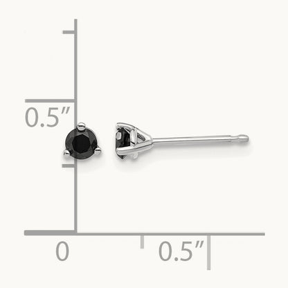 Black Diamond Stud Earrings — 14K White Gold, 4mm, 0.28 ct