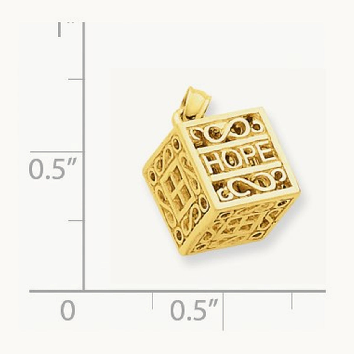 3D Faith and Hope Prayer Box Charm, 14K
