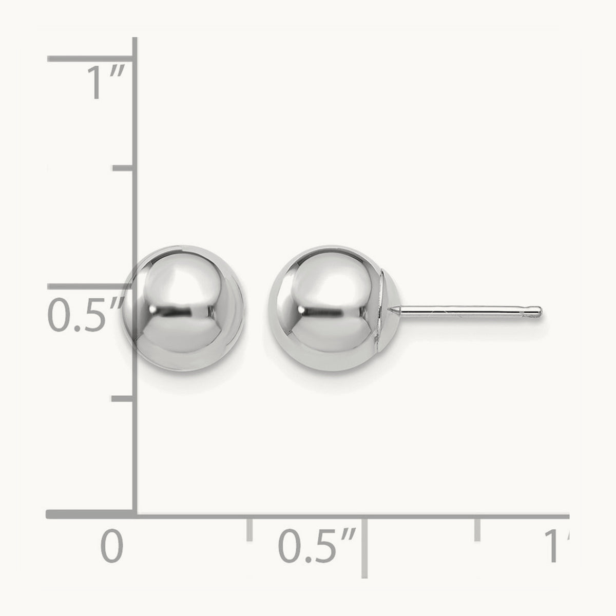 Polished Ball Post Earrings — 14K White Gold, 7mm