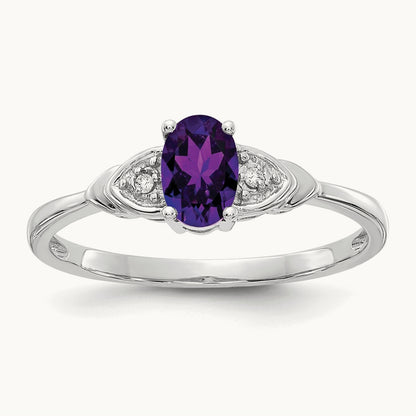 Amethyst and Diamond Ring, 14K White Gold