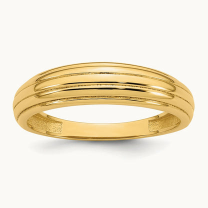 Polished Grooved Graduated Ring, 14K