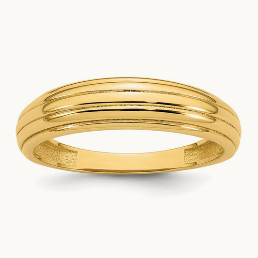 Polished Grooved Graduated Ring, 14K
