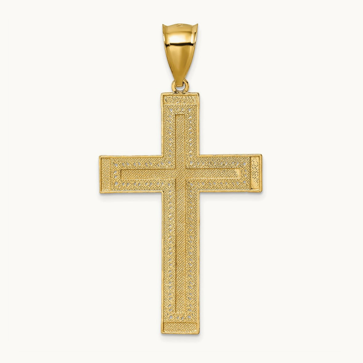 Polished w/ Diamond-cut Textured Fancy Cross Pendant — photo set
