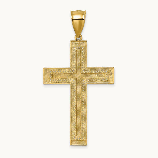 Polished w/ Diamond-cut Textured Fancy Cross Pendant — photo set