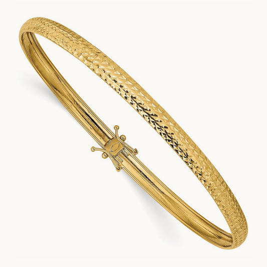 Polished Diamond-cut Flexible Bangle — 8mm