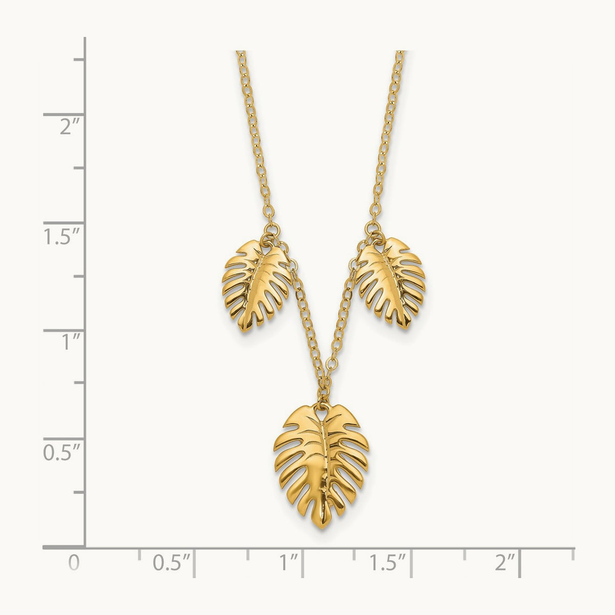 Polished Dangle Palm Leaves Necklace, 14K