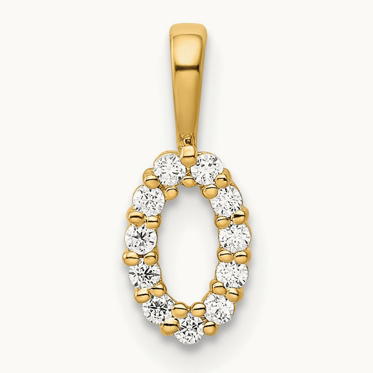 Diamond Number 0 Pendant — 14K Yellow Gold, 12.99mm