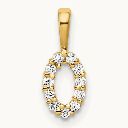 Diamond Number 0 Pendant — 14K Yellow Gold, 12.99mm