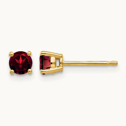 Garnet Earrings, 4mm, 14K