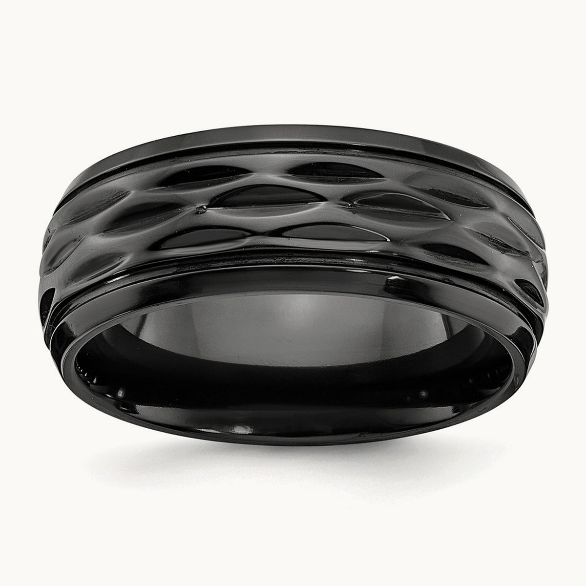 Black Zirconium Polished and D/C Band, 8mm