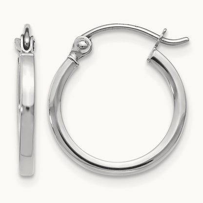 Polished Hoop Earrings, 14K White Gold — Leslie's