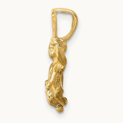 3D Satin and Diamond-Cut Angel Charm, 14K