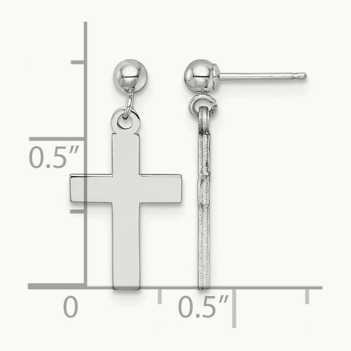 Polished Cross Earrings — 14K White Gold, 20.5mm
