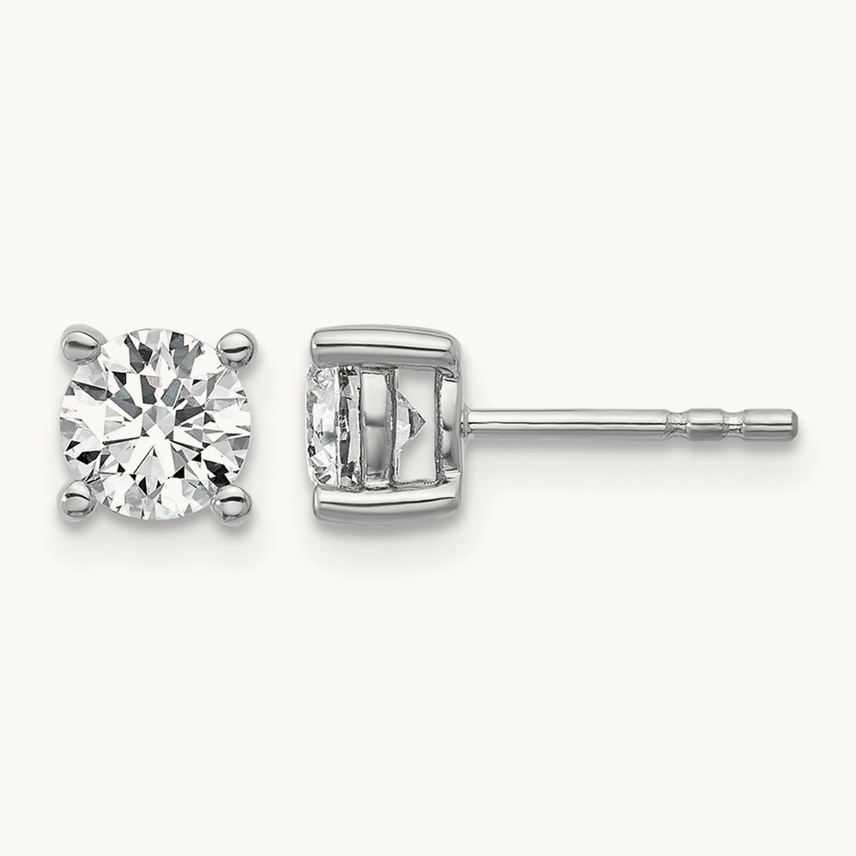 Round Lightweight Earrings, 0.25-6.00 ct tw Lab-Grown Diamond — 1 ct, 14K White Gold