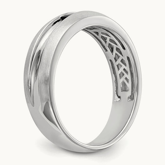 Diamond w/Sapphire Men's Band, 14K White Gold