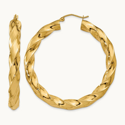 Bold Twisted Hoop Earrings — 33mm