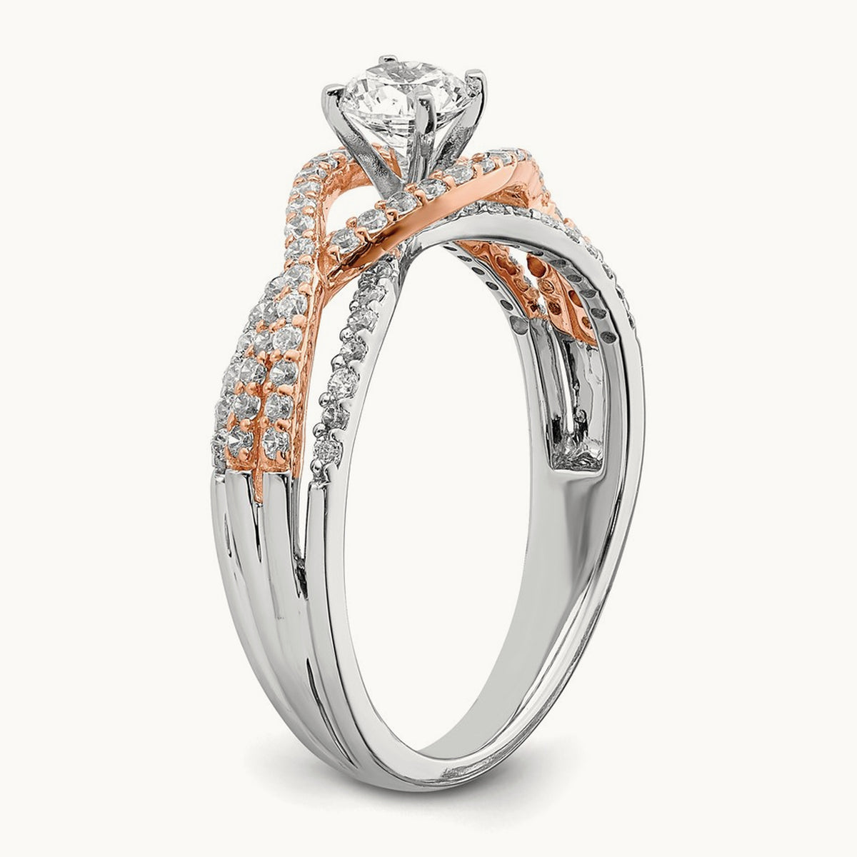 And Rose Gold Peg Set Semi-Mount Engagement Ring, 0.50 ct tw