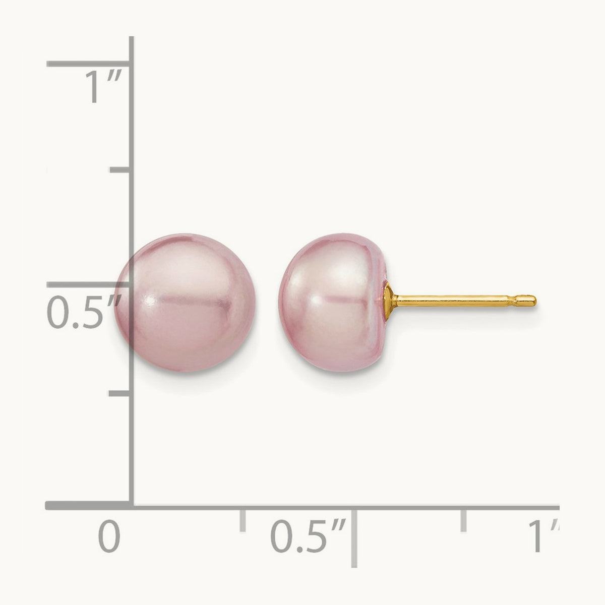 8- Purple Button Freshwater Cultured Pearl Stud Post Earrings, 9mm, 14K